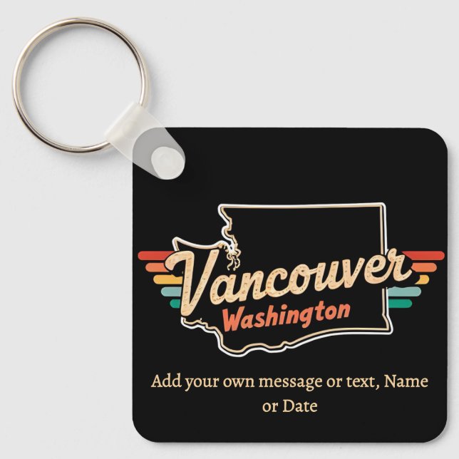 Retro Vancouver Washington State Keychain (Front)