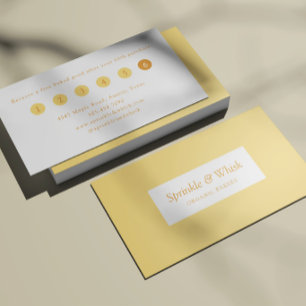 Retro Vanilla Yellow Heart Stripes Bakery Loyalty  Business Card