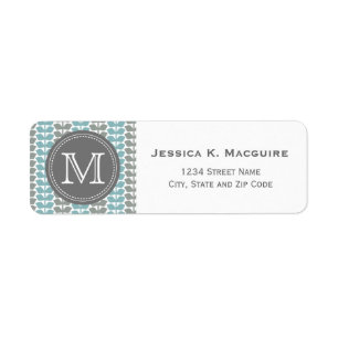 Retro Vector Blue Grey Leaves Pattern