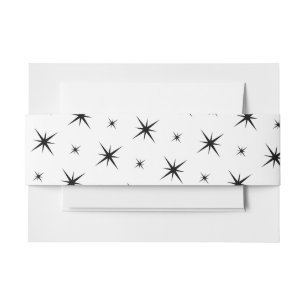Retro Vegas Black Stars Envelope Belly Band Invitation Belly Band