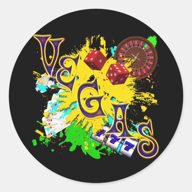 RETRO VEGAS CLASSIC ROUND STICKER (Front)