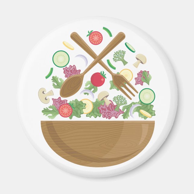 Retro Vegetable Bowl Magnet (Front)