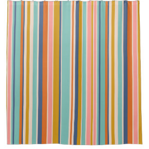 Retro vertical orange blue and yellow pink stripes