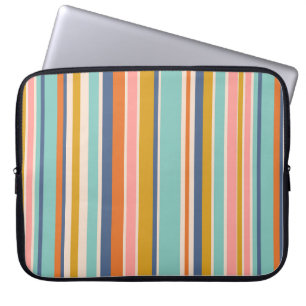 Retro vertical orange blue and yellow pink stripes laptop sleeve