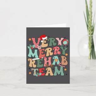 Retro Very Merry Rehab Team Xmas Therapy Squad Slp Card