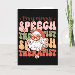 Retro Very Merry Speech Therapist Christmas Slp Bo Card