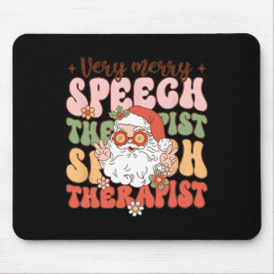 Retro Very Merry Speech Therapist Christmas Slp Bo Mouse Pad