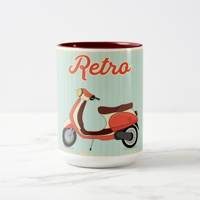 Retro Vespa Two-Tone Coffee Mug (Center)