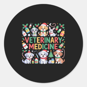 Retro Veterinary Medicine Vet Tech Cat Dog Lover C Classic Round Sticker