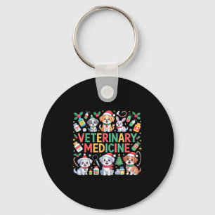 Retro Veterinary Medicine Vet Tech Cat Dog Lover C Keychain