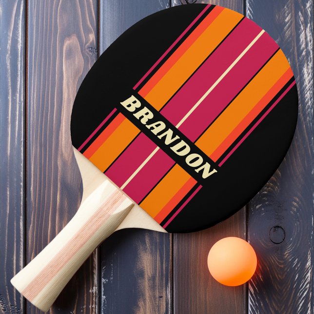 Retro VHS Board Stripes with Name Ping Pong Paddle (Creator Uploaded)