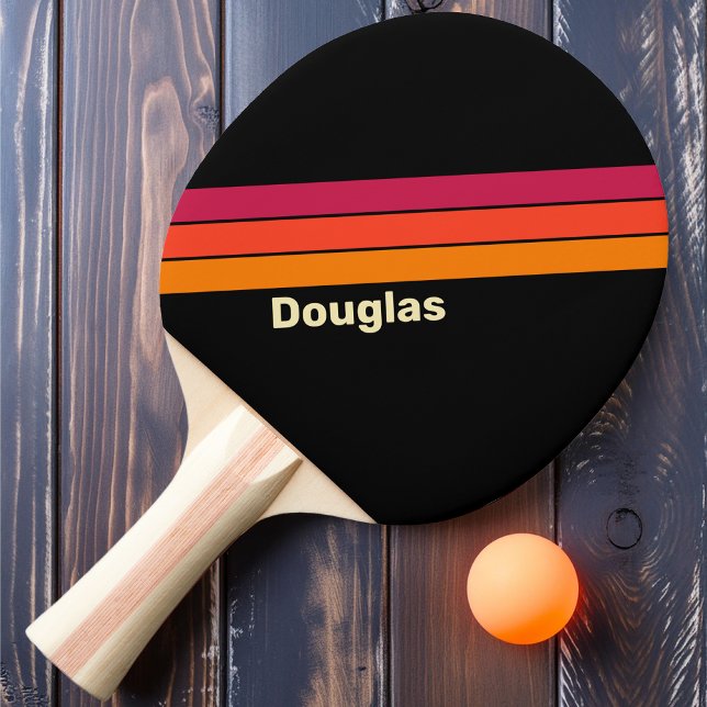 Retro VHS Striped with Name Ping Pong Paddle (Creator Uploaded)