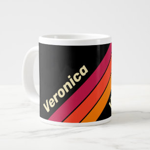 Retro VHS Stripes with Name Large Coffee Mug
