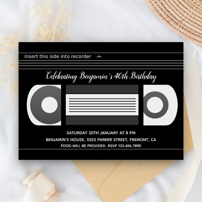 Retro VHS Video Cassette Tape Birthday Invitation (Creator Uploaded)
