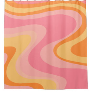 Retro Vibe Abstract Swirl 60s 70s Pink and Orange