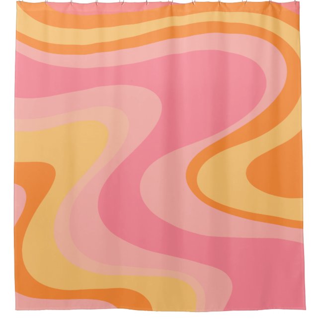 Retro Vibe Abstract Swirl 60s 70s Pink and Orange (Front)