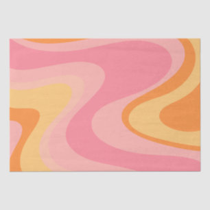 Retro Vibe Abstract Swirl 60s 70s Pink and Orange Tissue Paper