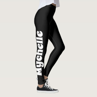 Retro Vibe Black Personalized Yoga & Pilates Leggings