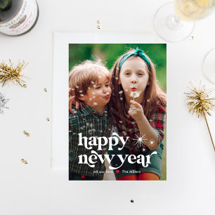 Retro Vibe Bonne année Carte photo