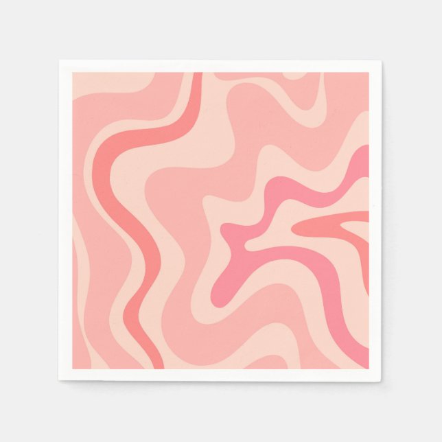 Retro Vibe Liquid Swirl Pattern in Blush Pink Napkin (Front)