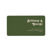 Retro Vibe Olive Green Wedding RSVP Return Address