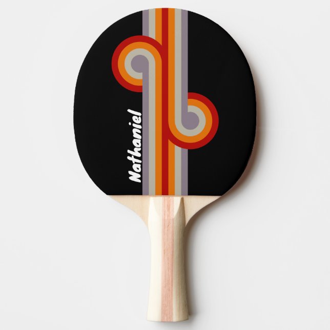 Retro Vibe Rainbow Loop with Name Ping Pong Paddle (Front)