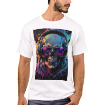 Rétro Vibe Skull T-Shirt Design avec la musique Fl