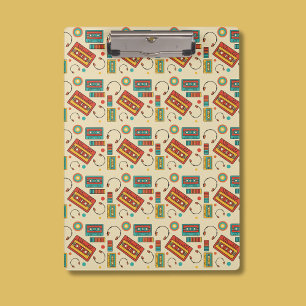 Retro Vibes - 1980s Cassette Tapes Pattern Clipboard