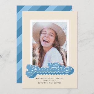 Retro Vibes (Blue) Photo Graduation Announcement