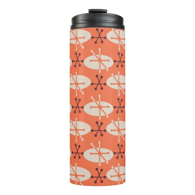 Retro Vibes: Geometric Burst Pattern Thermal Tumbler (Front)
