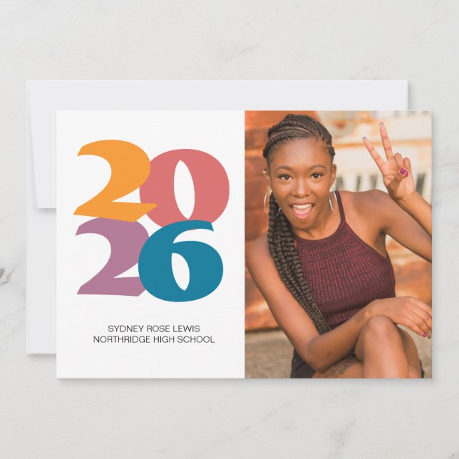 Retro Vibes Graduation Celebration Party Announcement (Front)