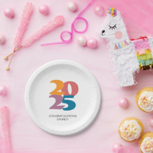 Retro Vibes Graduation Celebration Party Paper Plate