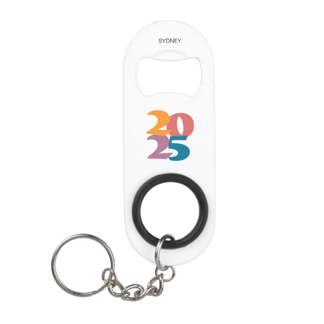 Retro Vibes Graduation Class of 2025 Keychain Bottle Opener (Front)