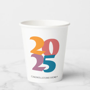 Retro Vibes Graduation Party Class of 2024 Paper Cups