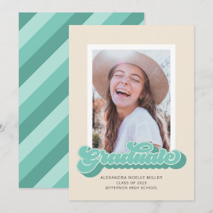 Retro Vibes (Green) Photo Graduation Announcement