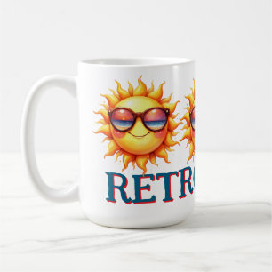 Retro Vibes Groovy 70s Smiling Sun with Sunglass Coffee Mug