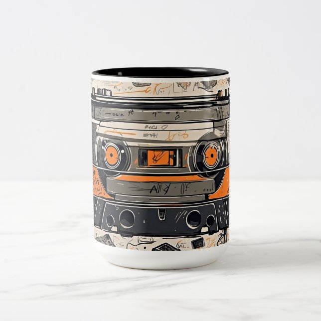 Retro Vibes - Mixtape Two-Tone Coffee Mug (Center)
