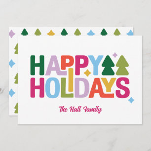 Retro Vibes Multi-Color Holiday Card