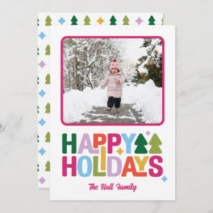 Retro Vibes Multi-Color Holiday Photo Card