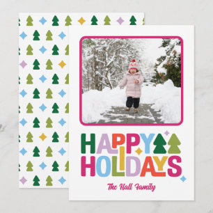 Retro Vibes Multi-Colour Holiday Photo Card