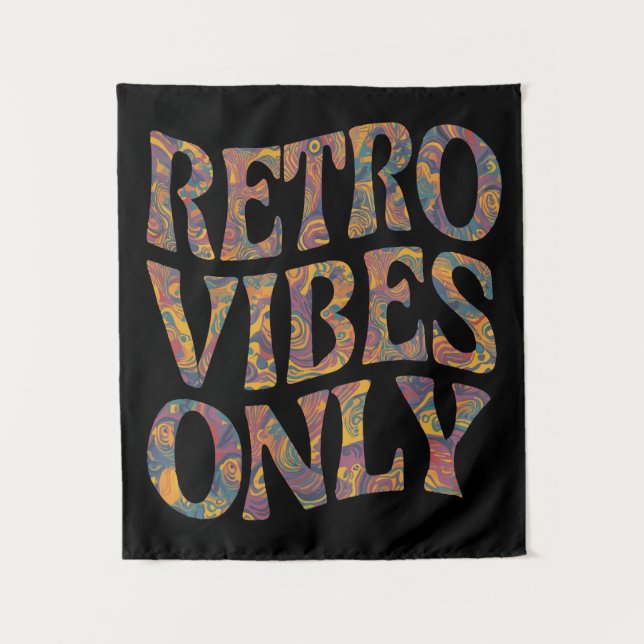 Retro Vibes Only – Psychedelic 70s Groovy Design Tapestry (Front)
