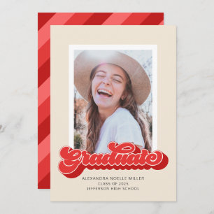 Retro Vibes (Red) Photo Graduation Announcement