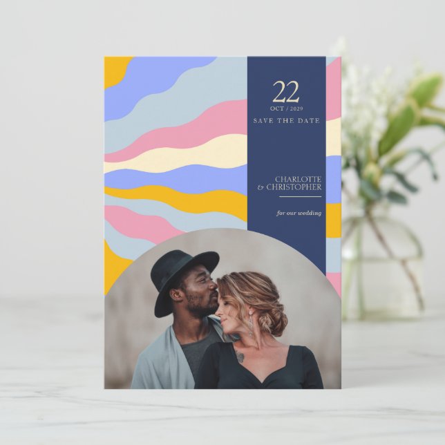 Retro Vibes Save The Date (Standing Front)