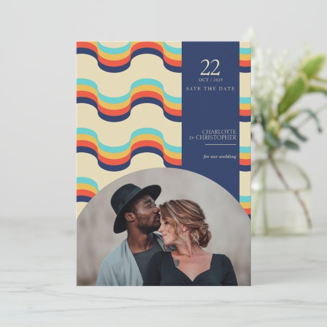 Retro Vibes Save The Date (Standing Front)