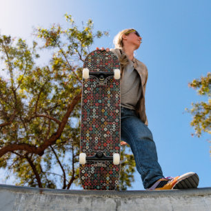 Retro Vibes Skateboard – Bold, Boho, Colourful!