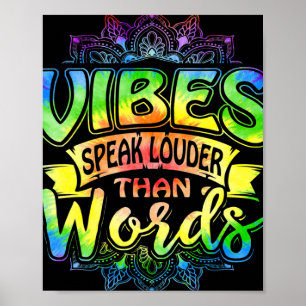 Retro Vibes Speak Louder Than Words Yoga Mandala R Poster