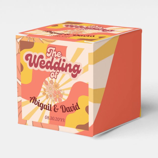 Retro Vibes Vintage Wedding Favor Box (Front Side)