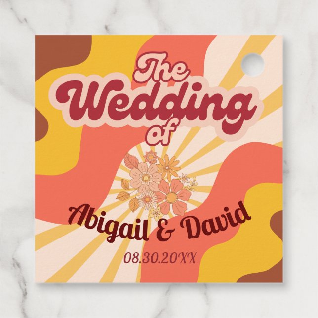 Retro Vibes Vintage Wedding Favour Tags (Back)