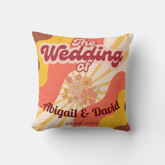 Retro Vibes Vintage Wedding Throw Pillow