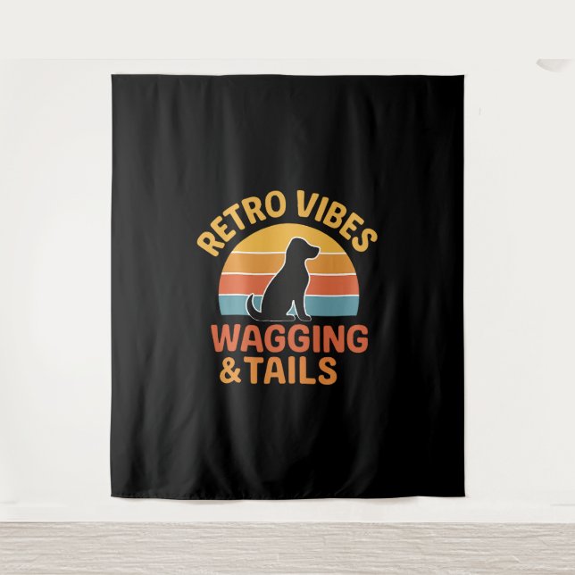 Retro Vibes, Wagging & Tails Tapestry (Front)